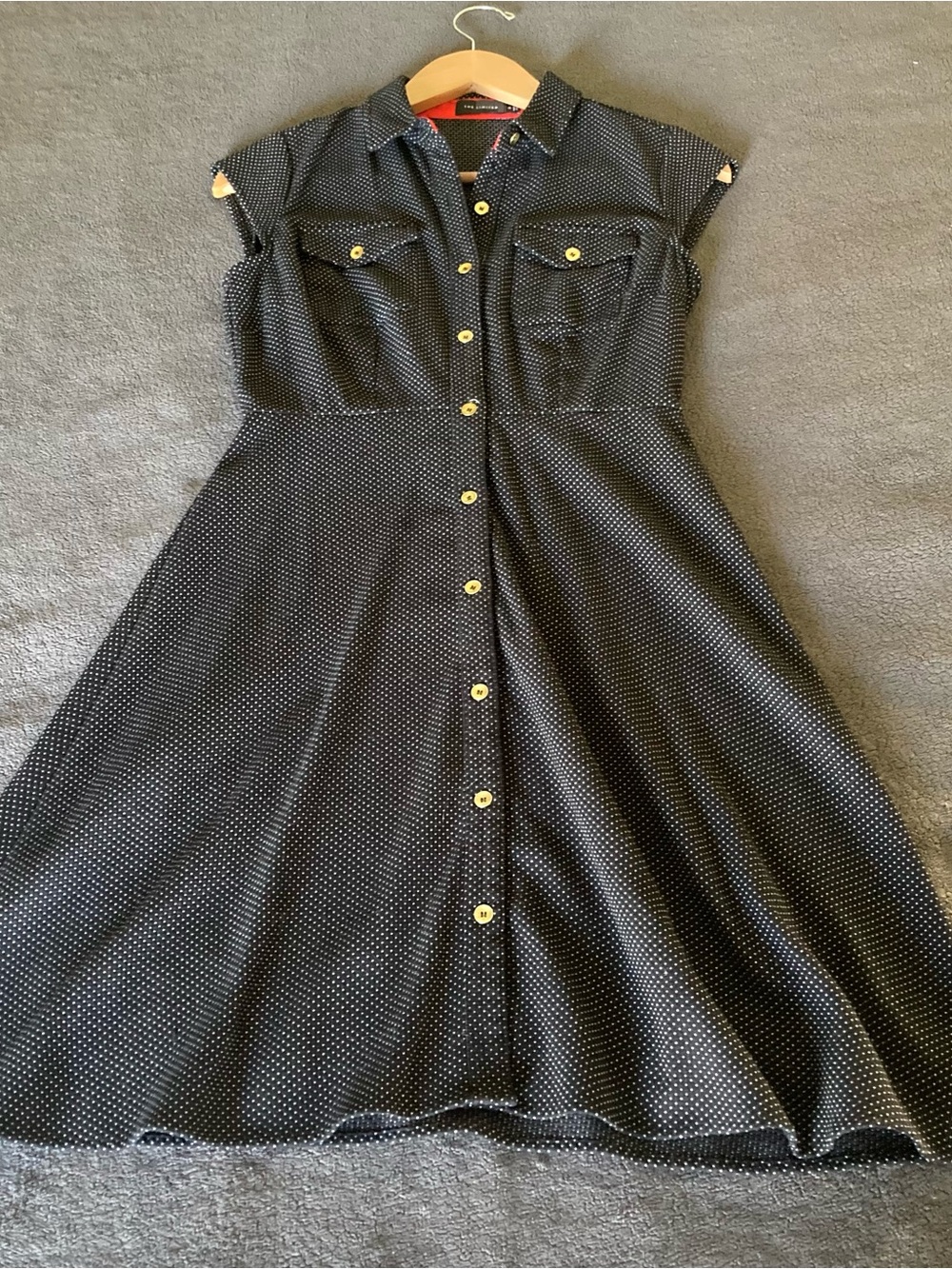The Limited Black Polka Dot Midi Shirt Dress